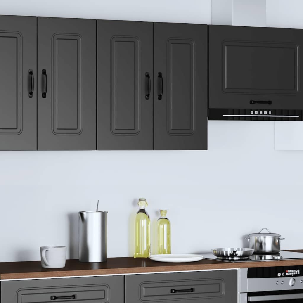 vidaXL Küchen-Hängeschrank Kalmar Schwarz Holzwerkstoff, Wandschrank Küche, Wandschrank, Oberschrank, Küchenschrank, Hängeschrank, Oberschrank Küche