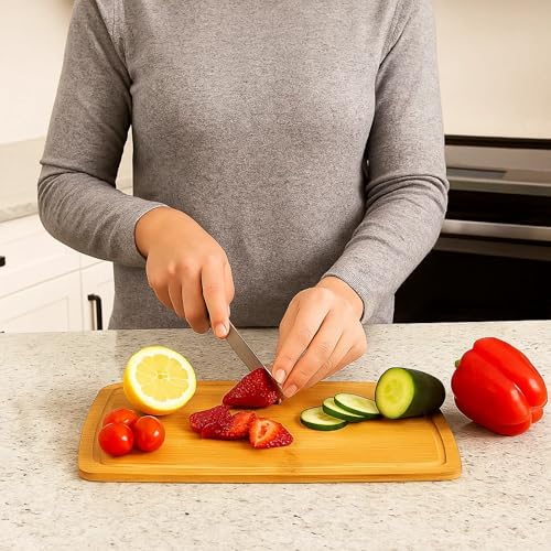 Set de 6 tablas de cortar de bambú con ranura para jugos miniatura 3
