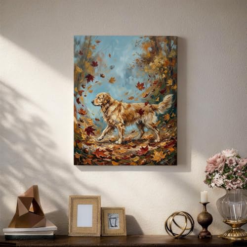Lienzo decorativo para pared de perro en el otoño dorado: reconecta tu hogar con la naturaleza 5