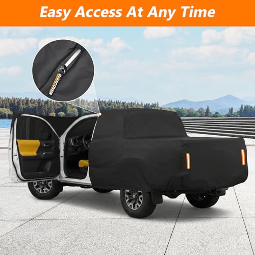 Image of Car Cover for 2000-2025 Toyota Tacoma 5.5ft Short Bed Waterproof PEVA Cotton Lined Outdoor Truck Cover Windproof UV Protection with Door Zipper & Wind Straps
