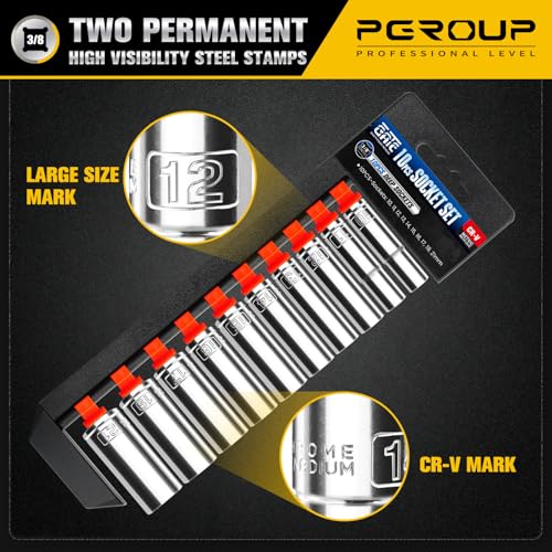 Pgroup 10Pcs 3/8 Inch Drive Deep Socket Set, Metric thumb #3
