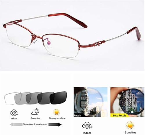 Miniatura 2 de Bifocal medio marco grabado flexible titanio transición fotocromática mujeres gafas de lectura UV 400 gafas de sol lector