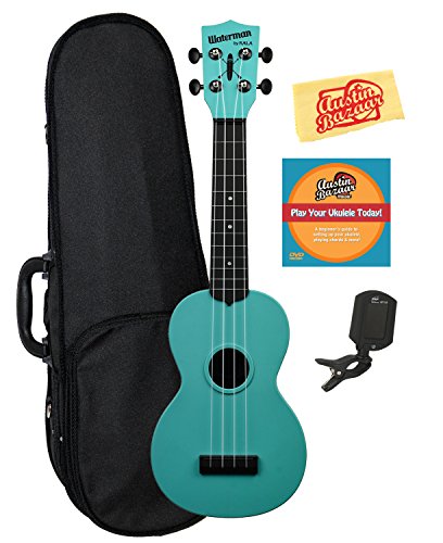 Kala Ka-sw Waterman ukulélés Bundle w/Hard Case Glow-in-the-Dark Blue - Les Beatles, Paul McCartney, John Lennon, RIngo Starr, George Harrison Kala Ka-sw Waterman ukulélés Bundle w/Hard Case Glow-in-the-Dark Blue