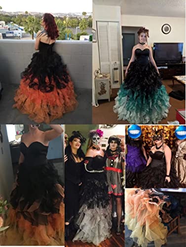 Sweetheart Prom Dress Strapless Ball Gown for Women Organza Ruffle Evening Party Dress Rainbow Backless Formal Gown4