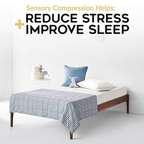 YnM Weighted Blanket,Heavy 100 Percent Oeko-Tex Certified Cotton Material, Bed Blanket for One Person of 240lbs, Ideal for Queen/King Bed (60x80 Inches, 25 Pounds, Blue White)