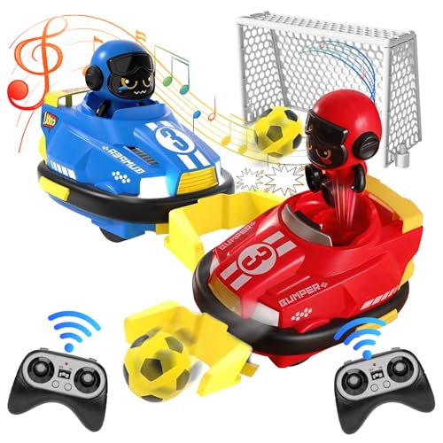 OBEST Ferngesteuertes Auto Spielzeug 2 Stück RC Kollision Auto Super Bumper Car 360 Drift Stunt Autoscooter mit LED Licht und Musik Ferngesteuertes Fußballwagen Geschenke für Jungen und MäDchen