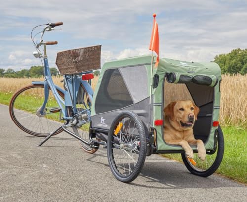 Knuffelwuff Cruvado Hundeanhänger & Buggy | Fahrradanhänger für Hunde bis 45kg | faltbar, leicht & stabil | mit Sicherheitsleine, Reflektoren, Insektenschutz & Universalkupplung