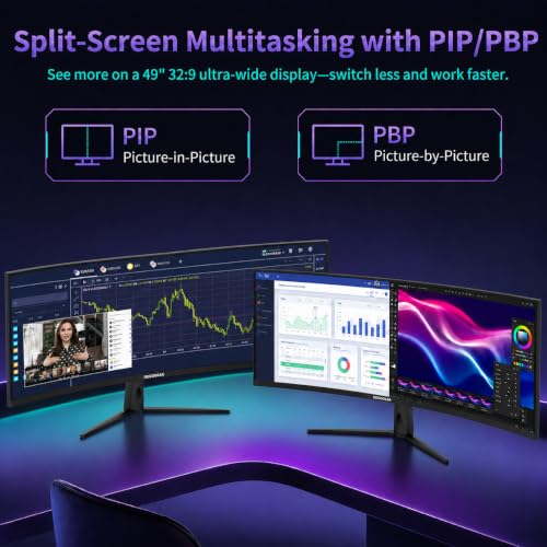 Image of Deco Gear DGSKY49 49 inch Curved Ultrawide 32:9 R1000 Monitor | 5120x1440 Dual QHD | 120 Hz | USB-C 98 W PD | Adaptive Sync | HDR | KVM | PIP /PBP | DisplayPort 1.4 | HDMI 2.1 | Height Adjustable