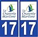 2 Autocollants plaque d'immatriculation auto 17 Charente-Maritime - Département