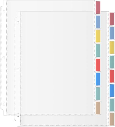 Miniatura 8 de Separadores de carpetas con pestañas, 8 protectores de hojas para carpeta de 3 anillas, separadores transparentes para 3 anillas, fundas para