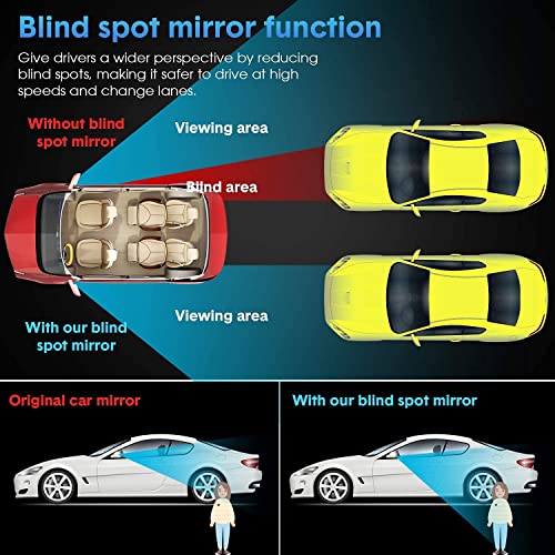 Image of CarFrill Blind Spot Mirror, Hd Glass Convex Lens Frameless Adjustable Blind Spot Mirror For All Universal Vehicles Car Stick-On Design (2 Pcs) (Rectangle), rear