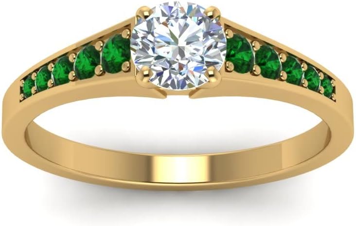 Choose Your Gemstone Graduated Diamond CZ Ring Yellow Gold Plated Round Shape Side Stone Engagement Rings Everyday Jewelry Wedding Jewelry Handmade Gifts for Wife US Size 4 to 12