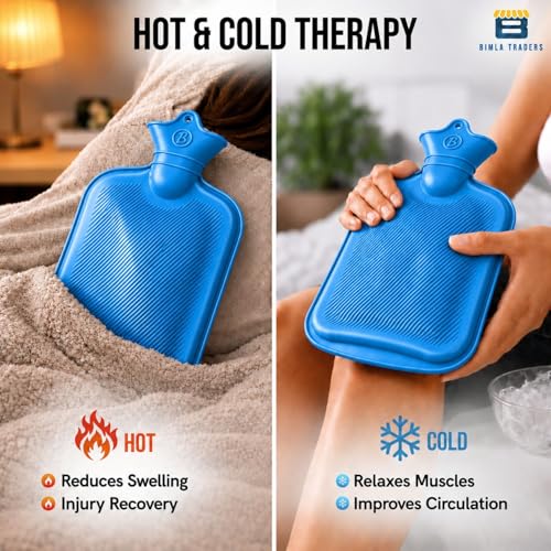 Image of Btag Hot Water Bag (2Ltr) for Pain Relief | Non-Electric Rubber Heating Bottle Period Cramps, Body Aches | Long Heat Retention | Wide Mouth with Leak Proof Cap & Skin Friendly Material (Blue)