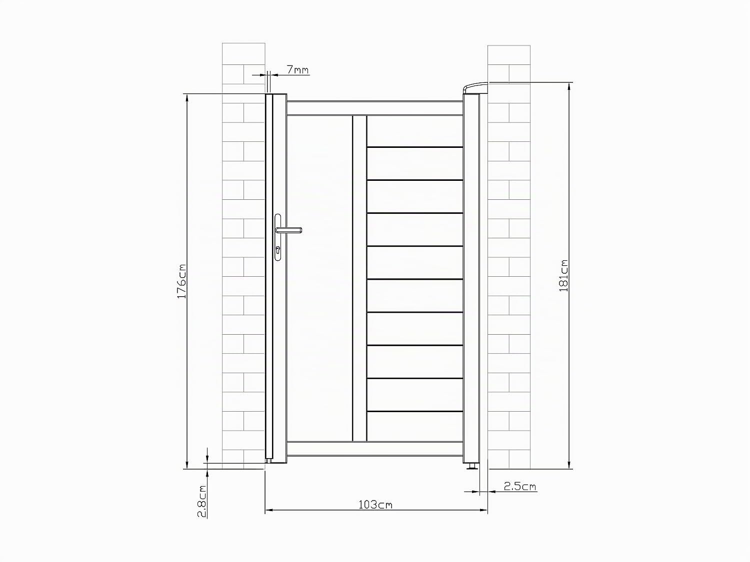 Venta-unica - PortÛn de aluminio Ancho 103 x Alt. 181 cm antracita GREGOR