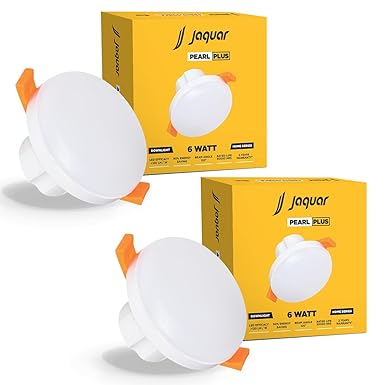 Jaquar 6W Pearl Plus Round Downlight | Junction Box LED Downlight | Mood Light for False Ceiling | 45 Cut Out | Warm White 80x45(DXH)(Pack 2)