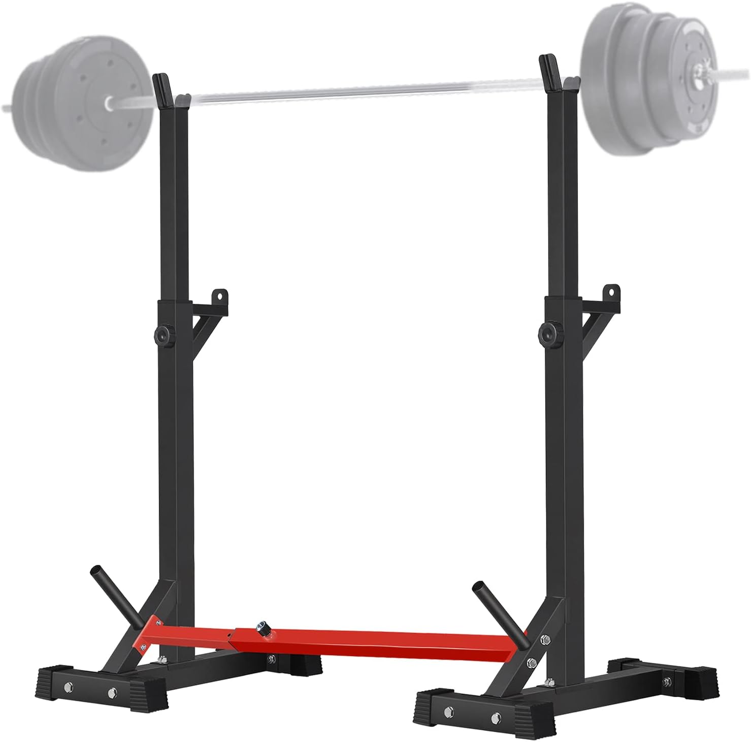 CANPA Adjustable Squat Rack Stand Multi-Function Barbell Rack Weight Lifting Gym Dumbbell Racks Home Gym Bench Press Rack Dumbbell Racks Stands 600Lbs （Red）