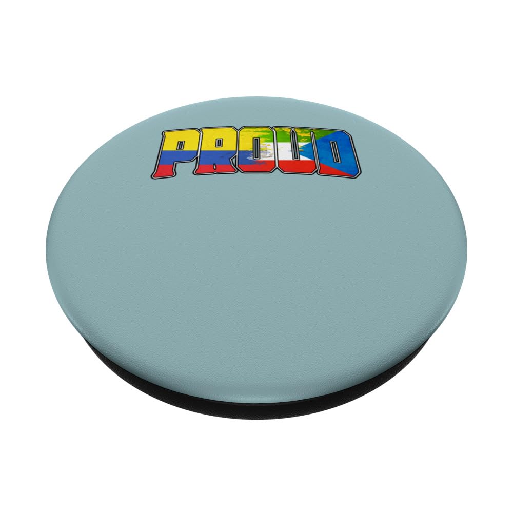 Colombian and Equatorial Guinean Hispanic Heritage Flag Prou PopSockets Swappable PopGrip, Black - Image 2