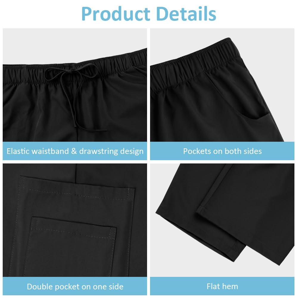 Pantalón Sanitario Unisex Cintura Elástica 4 Bolsillos Uniforme Enfermera