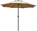 Blissun 9' Outdoor Patio Umbrella, Outdoor Table Umbrella, Yard Umbrella, Market Umbrella with 8 Sturdy Ribs, Push Button Tilt and Crank