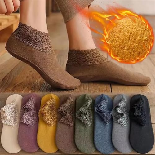 Autumn And Winter Lace Warmer Socks, Women'S Fashion Winter Warm Plush Socks With Lace Trim Home Floor Socks2