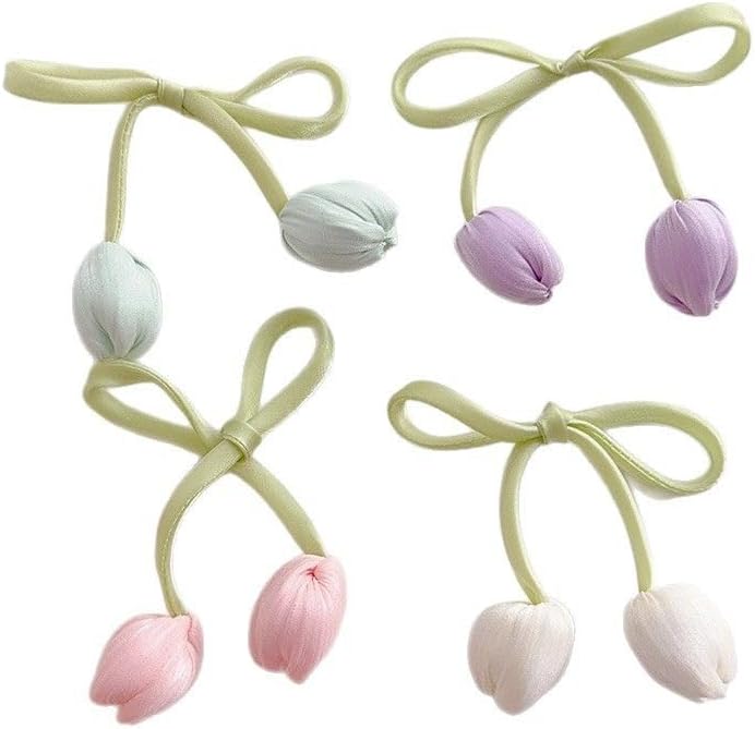12inch Long Tulip Pattern Decorative Ribbon, Multi-Purpose Strap for Curtain Tieback, Bag Decoration, Gift Wrapping, Hair Accessory, DIY Crafts, Floral Decoration (10, Light Blue) image 4