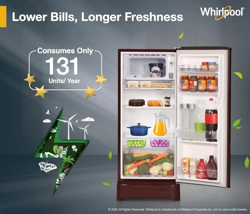 Image of Whirlpool 184 L 5 Star Direct-Cool Single Door Refrigerator with Intellisense Inverter Compressor (205 WDE ROY 5S Inv WINE SPRING-Z)