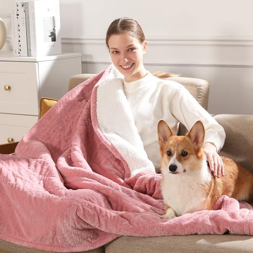 Twin Electric Blanket 62"x84" Heating Blanket Twin, Wheat Pattern Ultra-Soft Flannel & Thick Sherpa with 5 Heat Settings & 10 Hour Auto Shut-Off, ETL & FCC Certified, Machine Washable Home Use, Pink