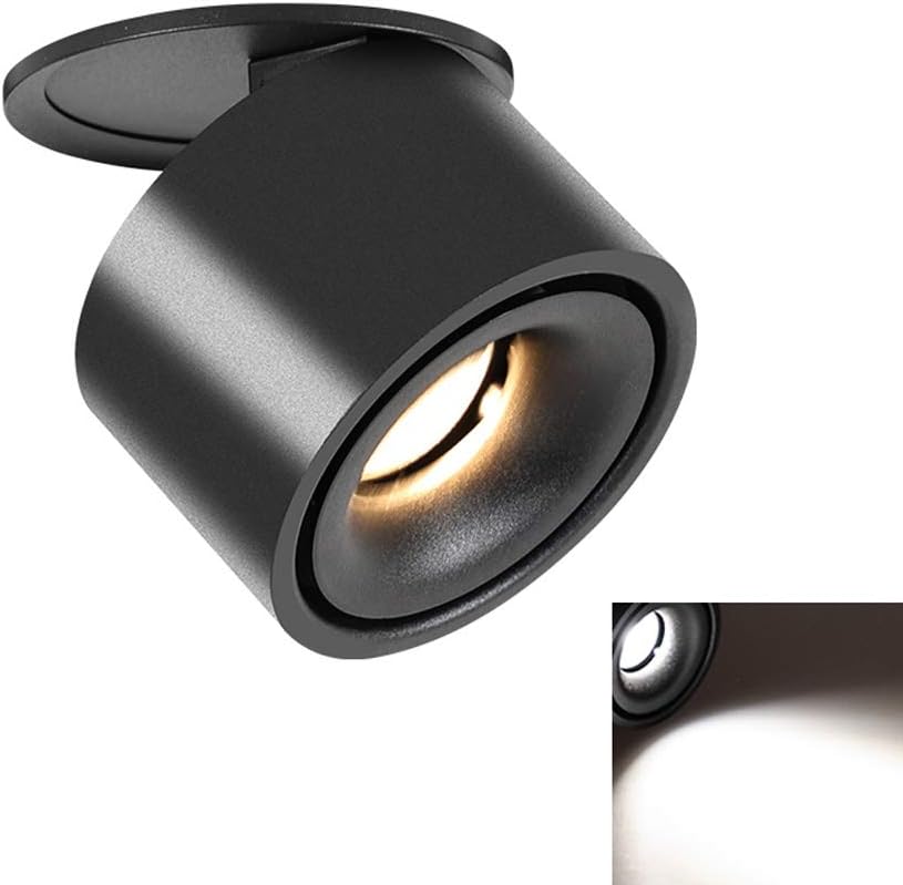 Black COB Recessed Downlight 24 Degree Illumination Angle Foldable Rotating Recessed Ceiling Light for Hotel Clothing Stores Nordic Creative CRI85 AC110-240V Spotlight High Brightness (Color :