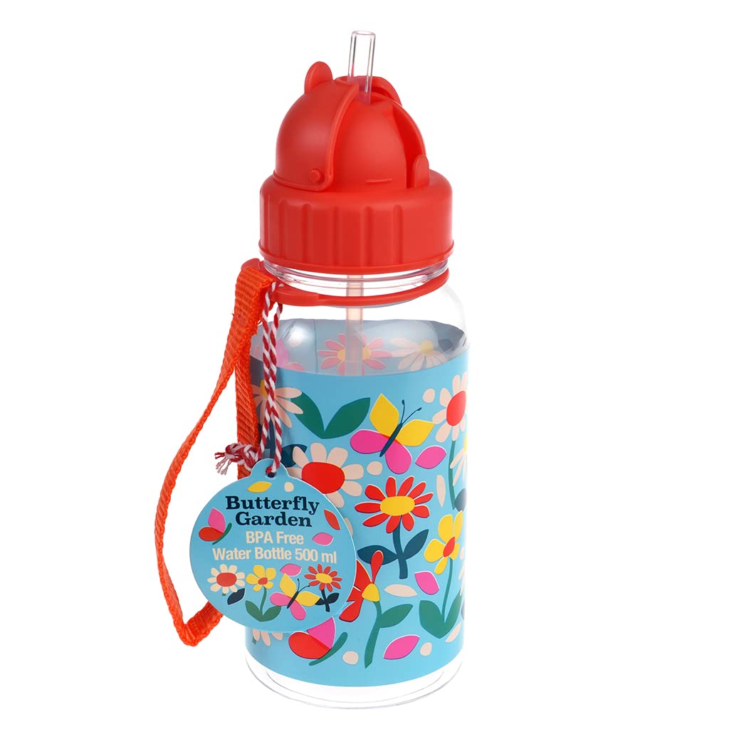 Rex London BPA Free Plastic Kids Water Bottle 500ml - Butterfly Garden