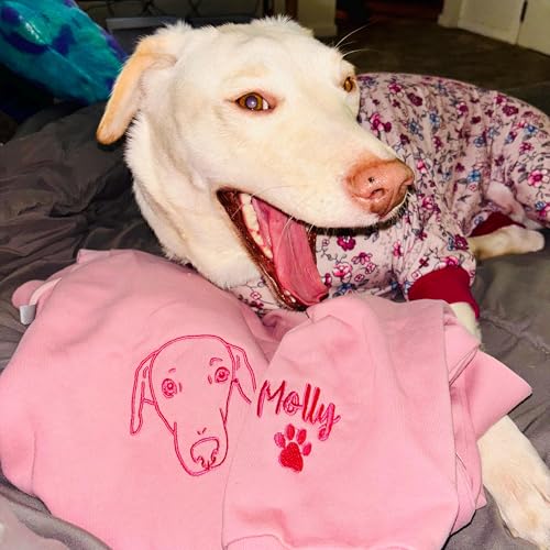 GODMERCH Customized Pet Embroidered Sweatshirt, Custom Dog Face Embroidered Sweatshirt, Dog Mom Sweater4