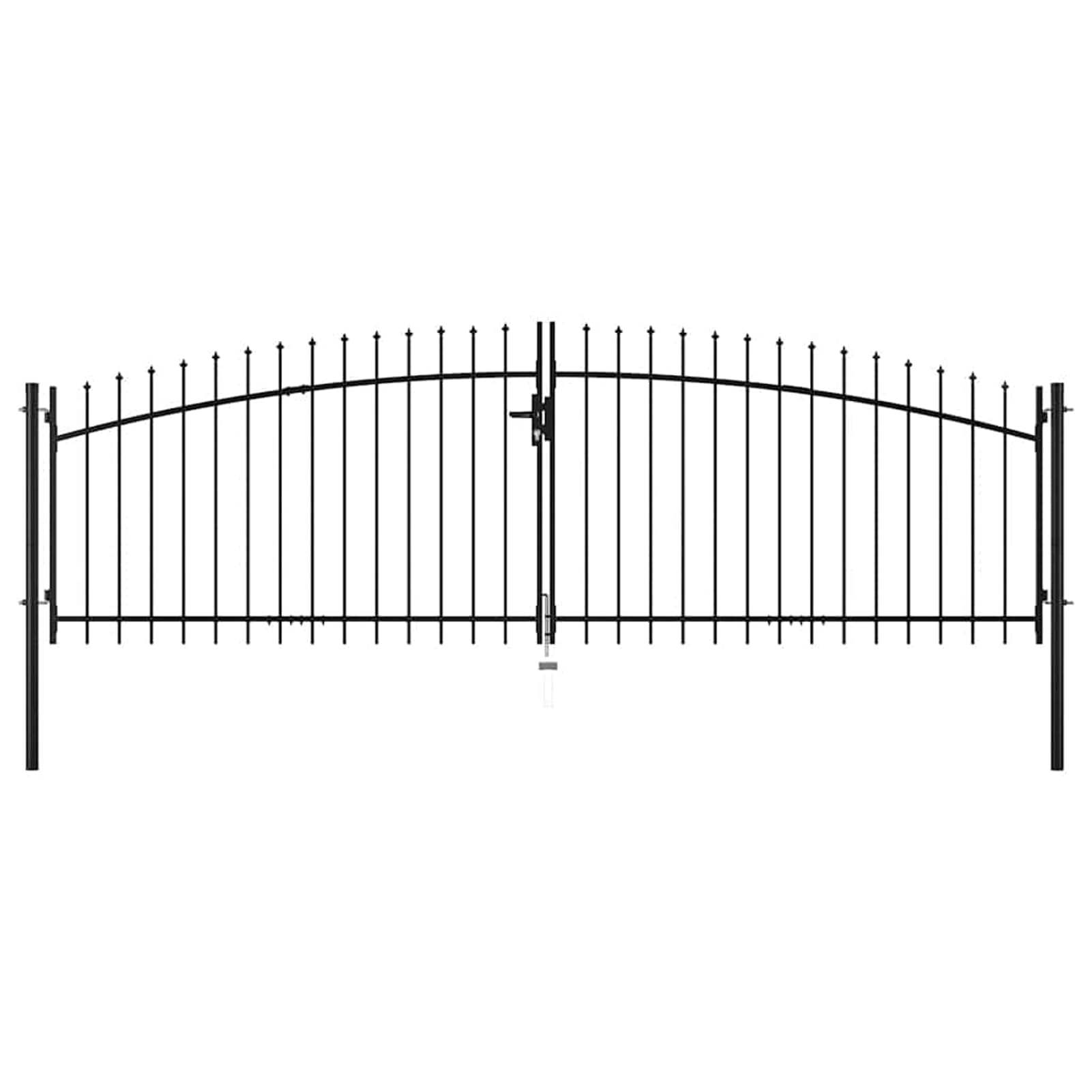 Gecheer Cancello per Recinzione a Doppia Porta, con Punte a , 400x149,5 cm, in Acciaio Verniciato a Polvere, Woerden, per Giardino e terrazza