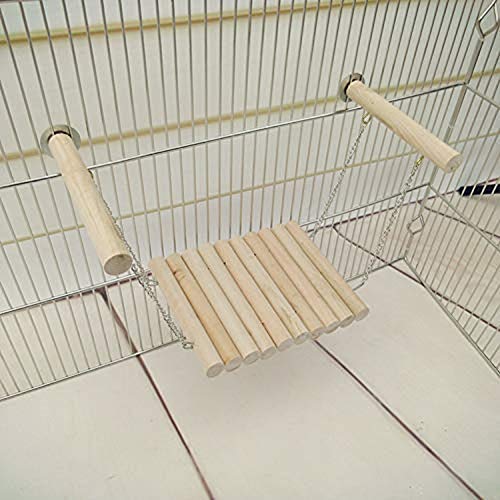 Image of Litewoo Bird Wood Swing Perch Ladder with Hammock Cage Accessories for Bird Parrot Parakeet Cockatiel Lovebirds Budgie Conures Finch