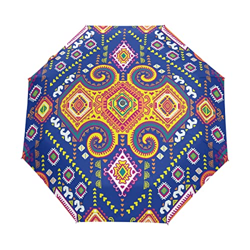 Parapluie pliable automatique à motif fleuri de style culturel national