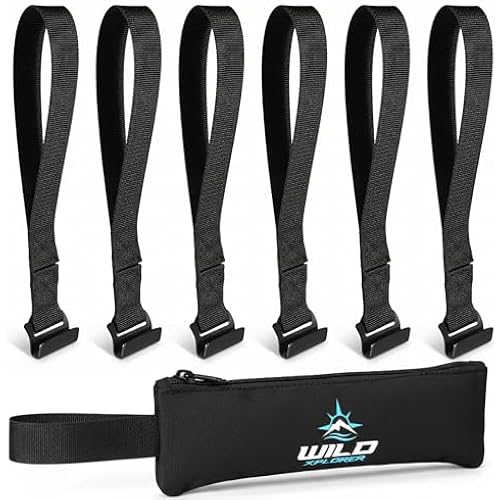 6 Door Hook Straps for Car Rooftop Cargo Carrier Tie Down, Flat Hook Straps