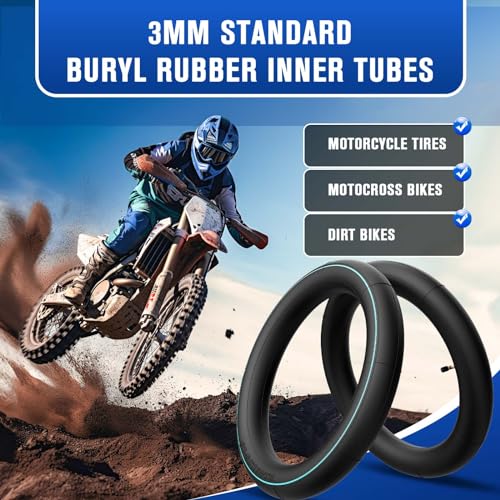 110/90-19 (4.50 x 19) Inner Tubes 110/90-19 Dirt Bike Tube Heavy Duty Motorcycle Tube with TR4 Straight Valve Stem Fits Motorcycle 3mm Thick(2 PCS)