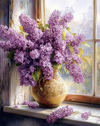 Broderie de perles fleurs de lilas pour décorer votre salon avec un point de croix