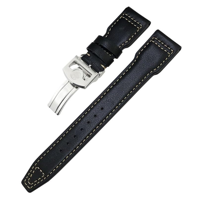 Gruby pasek do zegarka ze skóry cielęcej 21mm 22mm dla IWC Big PILOT Spitfire IW5009 IW3777 nity pasek do zegarka ze skóry bydlęcej