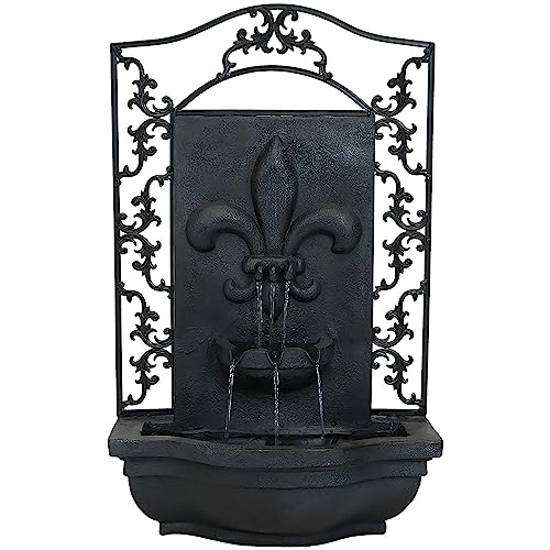 Image of Sunnydaze French Lily 33-Inch Electric Outdoor Wall Water Fountain - Lead