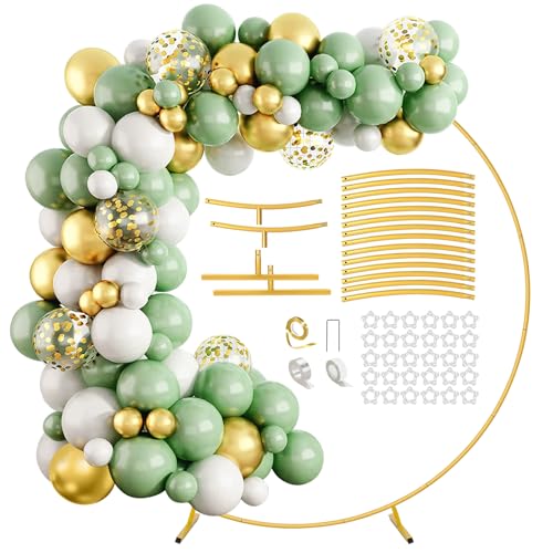 Balloon Arch Backdrop Stand, 6.6 FT Gold Metal Circle Frame for Wedding, Birthday Party, Banquet Decoration