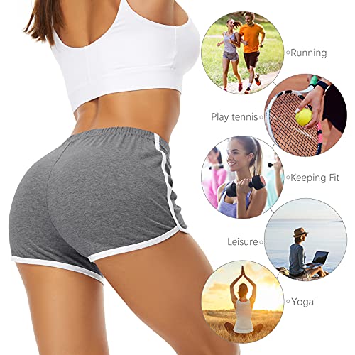 Image of URATOT 2 Pack Yoga Short Pants Summer Running Athletic Shorts Women Dance Gym Workout Elastic Waist Shorts
