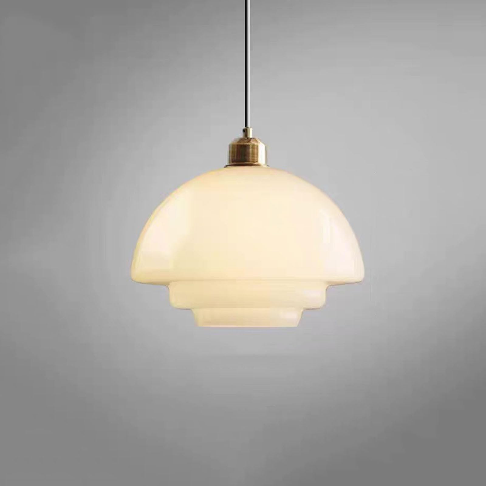 RSZCSMO LED Warm Light Bedside Pendant Light White Multi-Layer Glass Bedroom Hanging Lamp Dining Table, Kitchen Island, Bar Counter Lighting Fixture