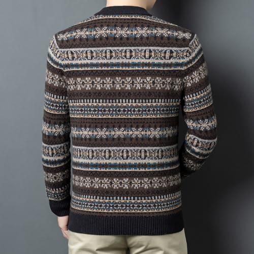 Men's Crewneck Sweater Nordic Knit Design 100% Wool Long Sleeve Winters Without Zip Sweater3