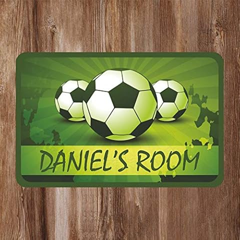 Precision Designs 3 Footballs Kids Bedroom Door Sign Personalised For You - Any Name! Door Plaque,Girls/Boys,Nursery,Decor,Kids Room,Football Cover