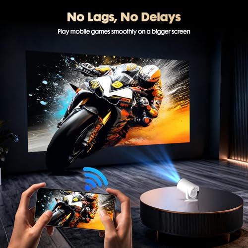 Image of Mini Projector with Android 12 & Built-in Apps, Electric Focus Portable Movie Projector, 1080P Support, WiFi & Bluetooth, 180 Rotatable, Compatible with Smartphone, HDMI & USB