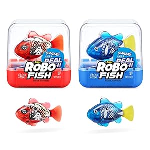 Robo Alive Robo Fish Robotic Swimming Fish (Blue + Red) by ZURU Water Activated, Changes Color, Comes with Batteries, Amazon Exclusive (2 Pack) Series 3