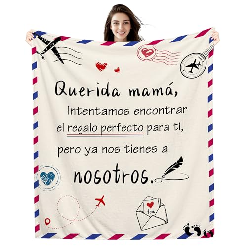 Amorea Mamá Intentamos Encontrar Manta para Mamá de Parte de los Hijos Regalo de cumpleaños Regalo de Día de la Madre (mamá b)
