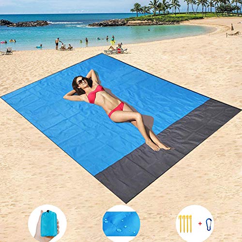 Beach Blanket, Picnic Blanket, Sand Free Beach Mat Waterproof 78 X 83Inch Foldable Portable Pocket Blanket Oversize Picnic Blanket Camping Mat for
