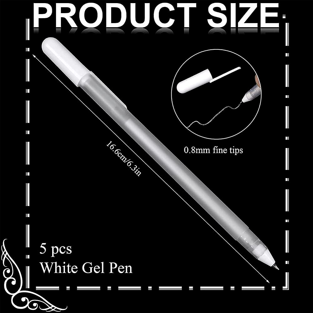 Confezione da 3 penne gel bianche per carta nera, 1 mm, penna a sfera a punta fine, evidenziatore, inchiostro gel, per scuola, artisti, disegno, schizzi, scrittura, illustrazioni, libri da colorare