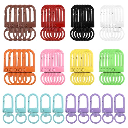 50 Pcs Swivel Snap Hooks with Key Rings, Colorful Premium Metal Swivel Lobster Claw Clasps Snap Hooks Heavy Duty