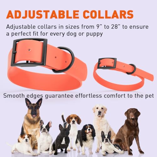 Image of Dogline Biothane Waterproof Dog Collar Strong Coated Nylon Webbing with Black Hardware Odor- Proof for Easy Care Easy to Clean High Performance Fits Small Medium or Large Dogs, Coral
